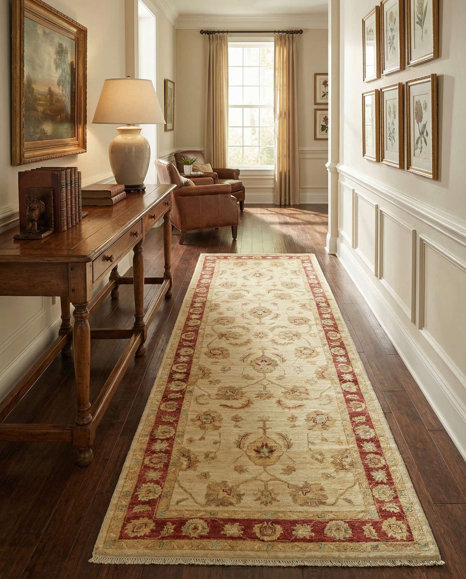 3' x 8' Hand Knotted Peshawar Ziegler Runner Rug