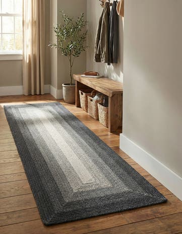 2' 7 x 8' Handmade Hand Braided Wool Runner Rug