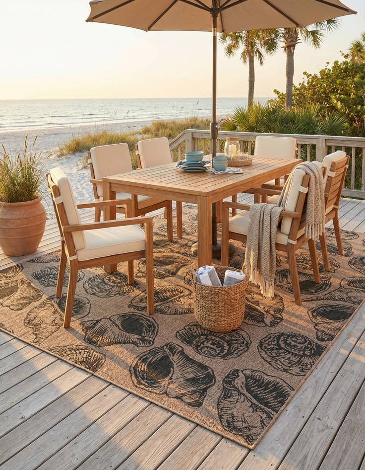 Detail image of  13' x 13'  Washable Coastal Indoor / Outdoor Square Rug