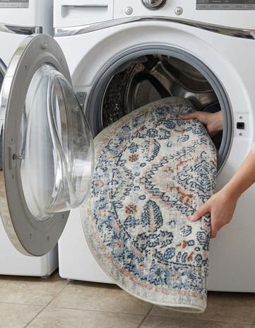 Ivory Kamala Washable Round Rug