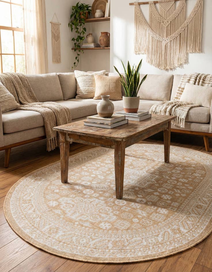 Detail image of 5' 3 x 8' Easy-Clean Aztec Indoor / Outdoor Oval Rug