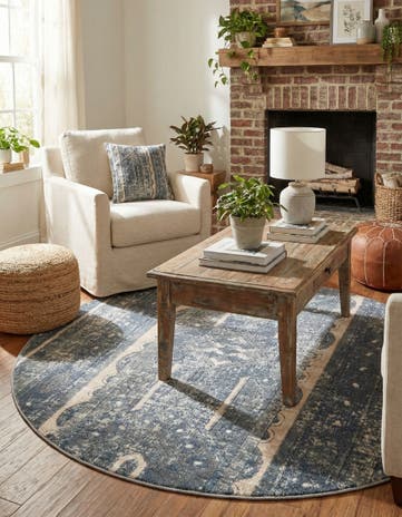 Blue Oregon Round Rug