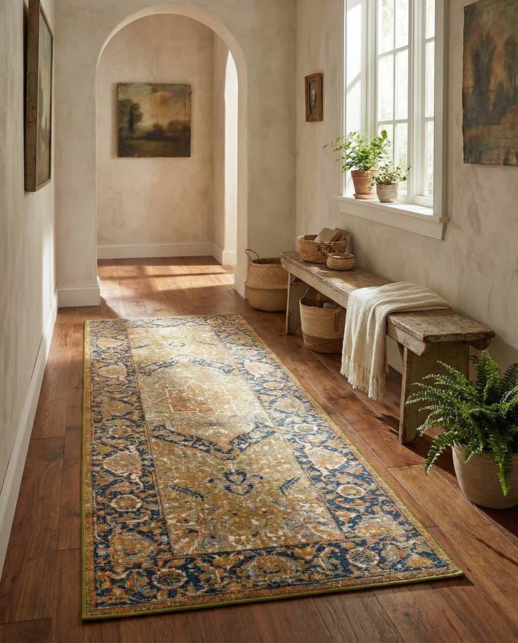 Detail image of 2' 7 x 5' 3 Easy-Clean Traditional Indoor / Outdoor Runner Rug