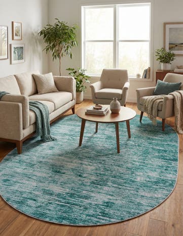 Teal Asha Oval Rug