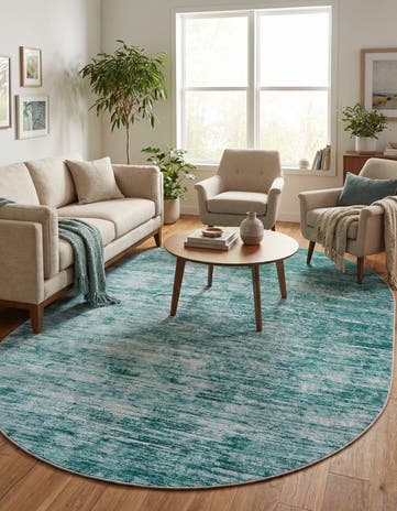 Teal Asha Oval Rug