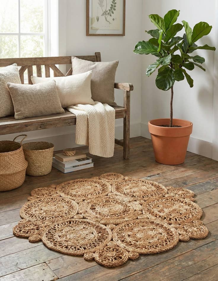 Detail image of 3' 1 x 3' 1  Hand Braided Jute Round Rug