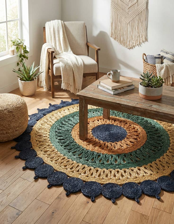 Detail image of 4' 1 x 4' 1  Hand Braided Jute Round Rug