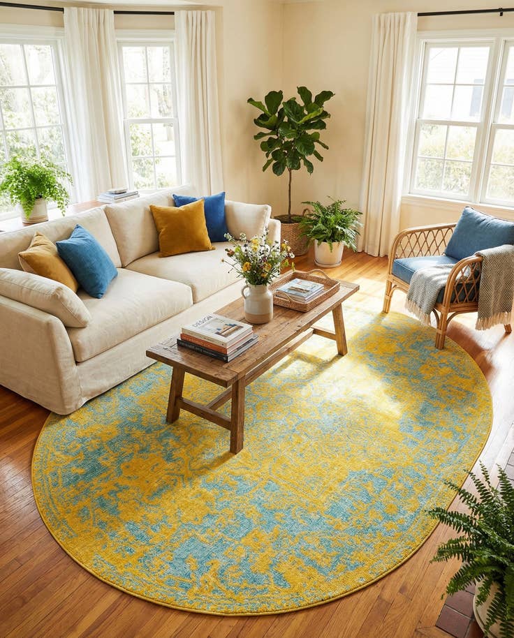 Detail image of 7' 10 x 10' Easy-Clean Jill Zarin Dubai Indoor / Outdoor Oval Rug