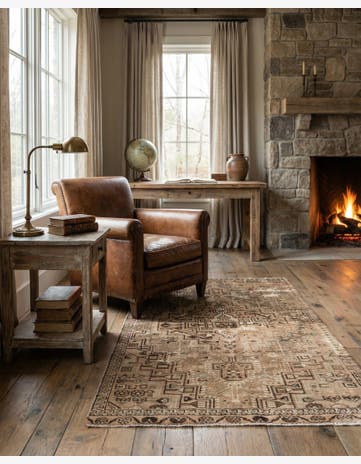 3' 7 x 6' 10 Hand Knotted Ultra Vintage Persian Wool Rug