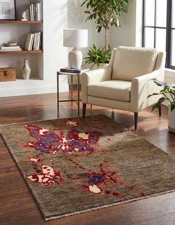 3' 2 x 4' 9 Hand Knotted Modern Ziegler Rug