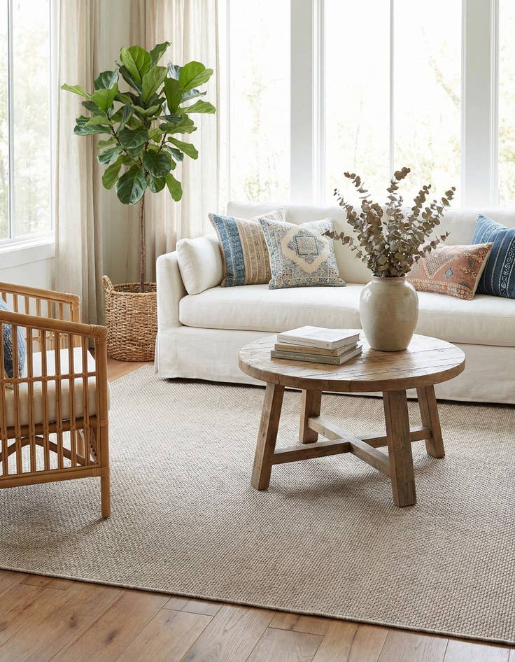 Detail image of 7' 10 x 7' 10 Easy-Clean Solid Indoor / Outdoor Square Rug