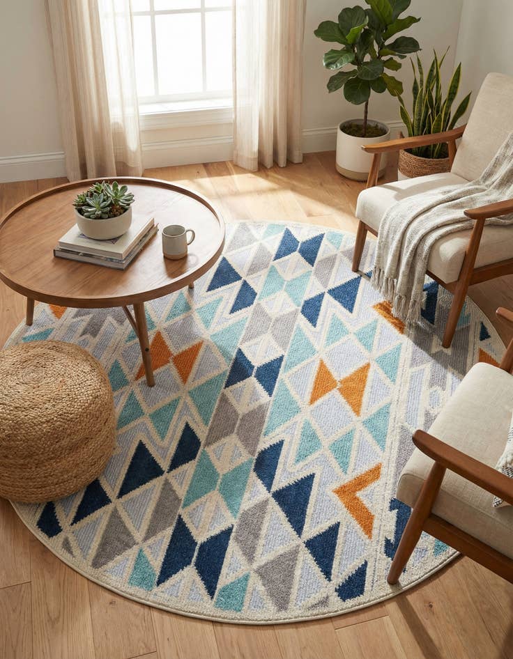 Detail image of 5' 3 x 5' 3  Washable Aruba Indoor / Outdoor Round Rug