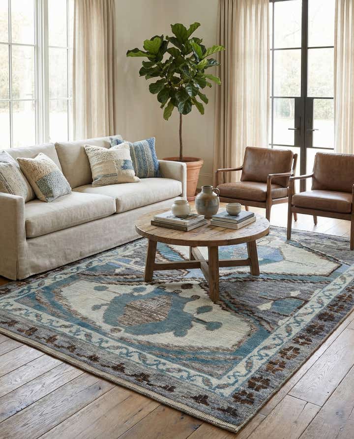 8' x 10' 7 Hand Knotted Moroccan Wool Rug