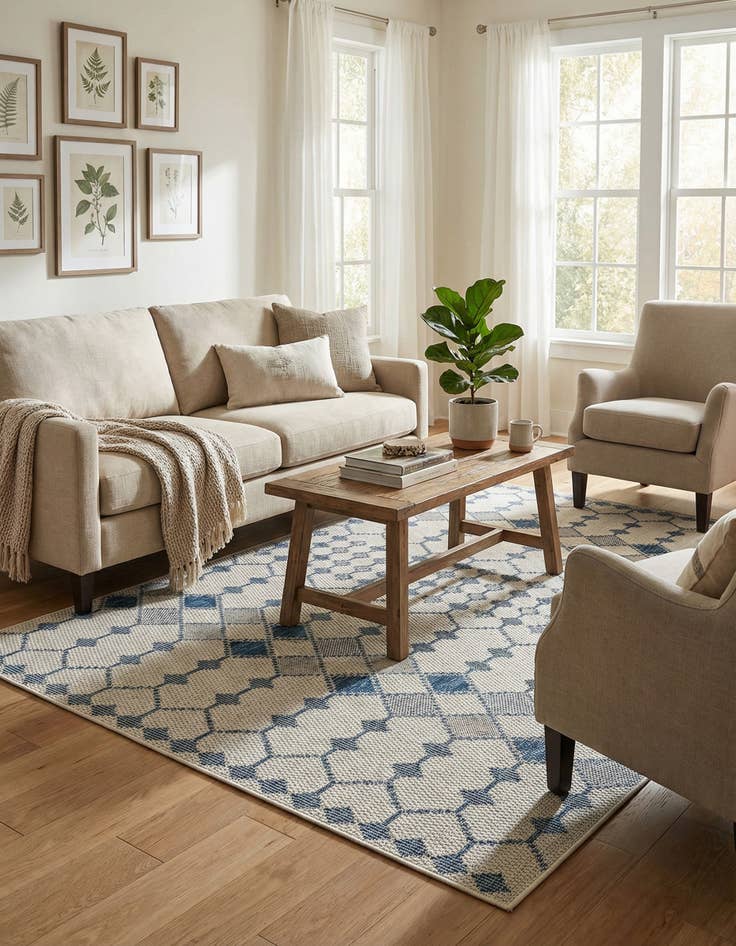 Detail image of 5' 3 x 8'  Washable Trellis Indoor / Outdoor Rug