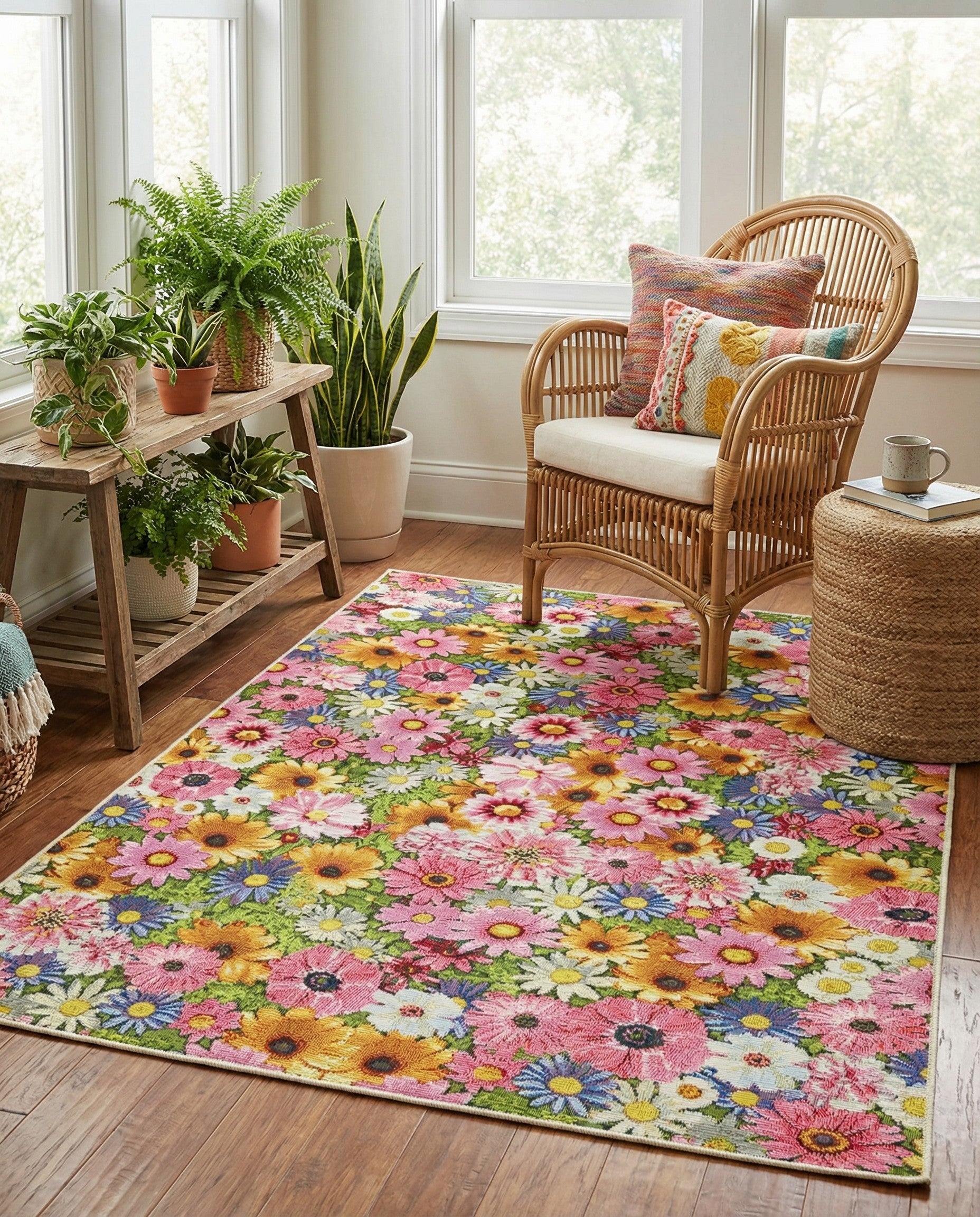 4' x 6' Easy-Clean Botanical Indoor / Outdoor Rug