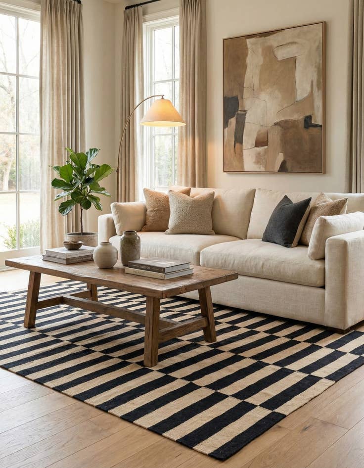 Detail image of  5' 4 x 7' 8  Hand Woven Kilim Modern Wool Rug