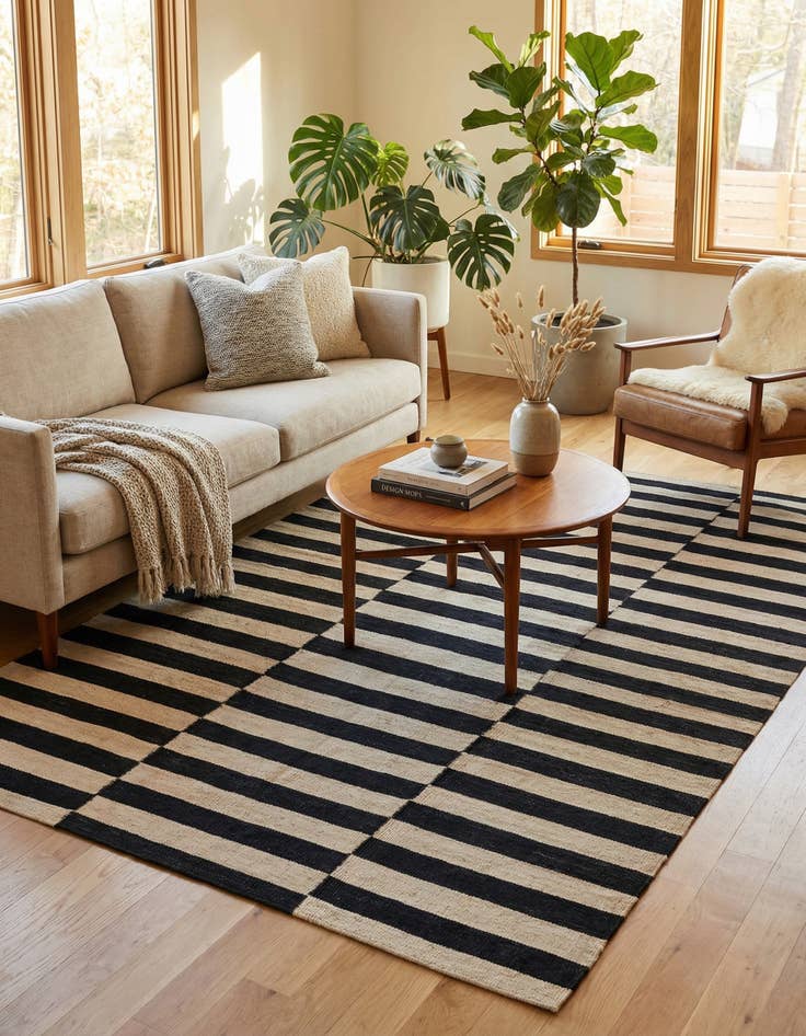 Detail image of 4' 2 x 5' 11  Hand Woven Kilim Modern Wool Rug