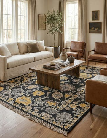 8' x 10' 4 Hand Knotted Oushak Wool Rug