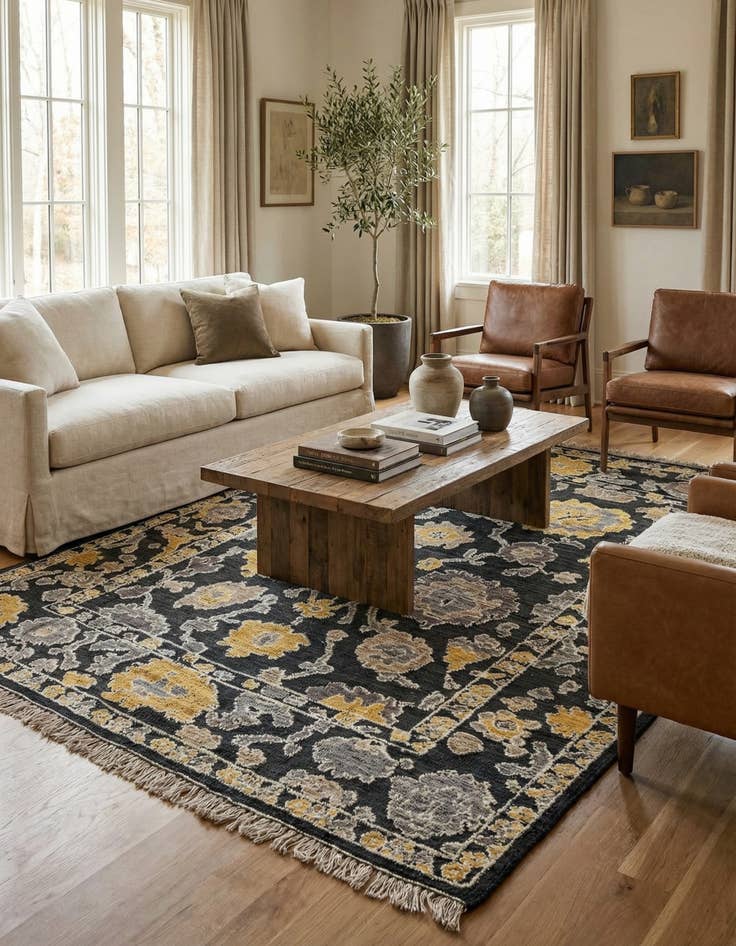 Detail image of  8' x 10' 4  Hand Knotted Oushak Wool Rug