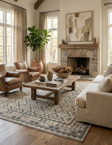 6' 11 x 9' 11 Hand Woven Kilim Maymana Wool Rug