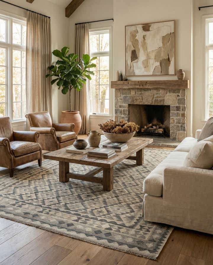 6' 11 x 9' 11 Hand Woven Kilim Maymana Wool Rug