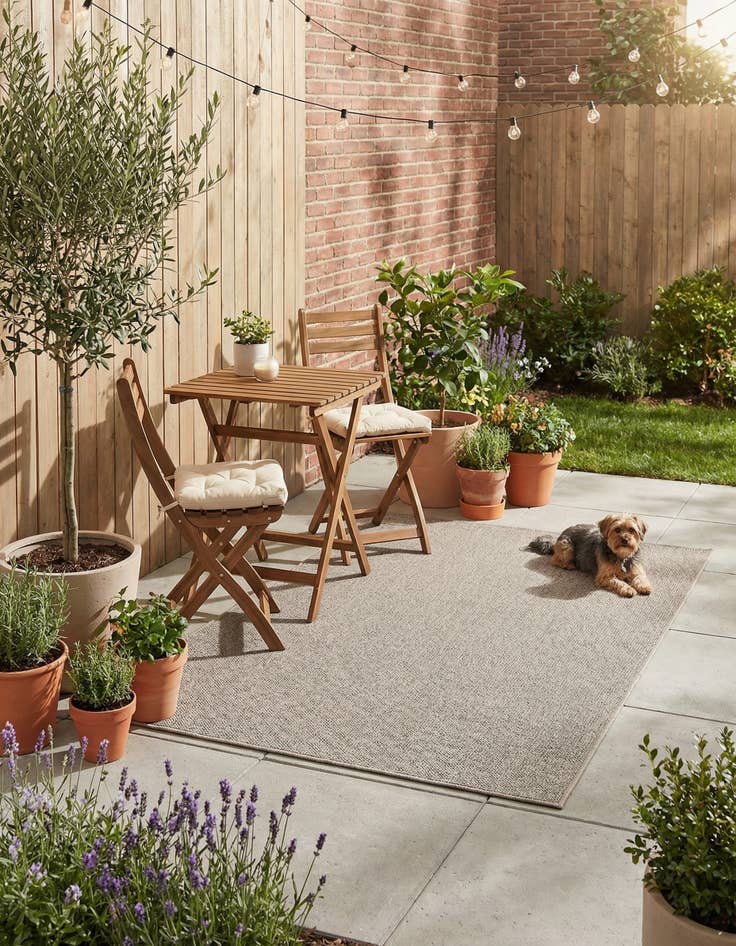 Detail image of 5' 3 x 8'  Washable Solid Indoor / Outdoor Rug