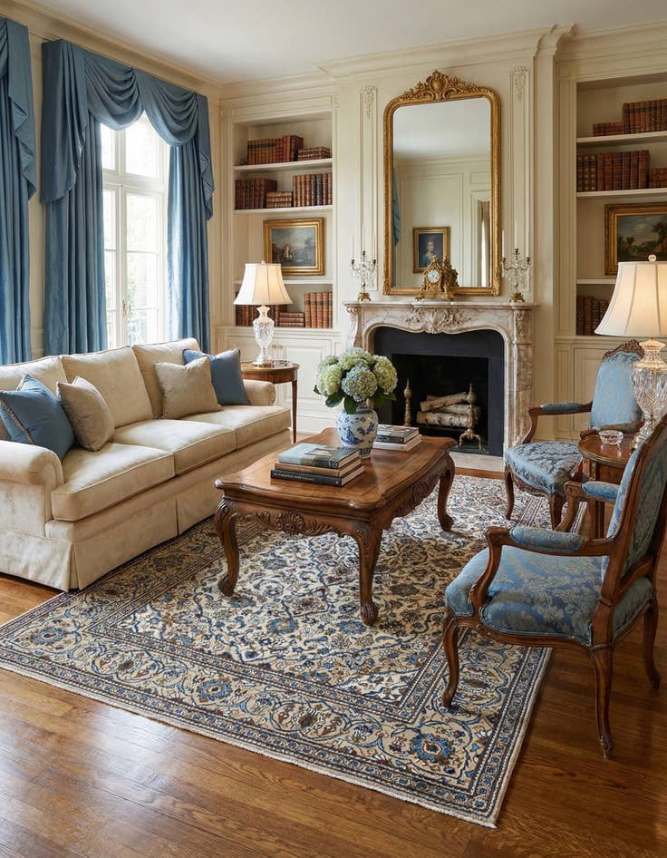 Detail image of  6' 7 x 10' 4 Kashan Wool Rug