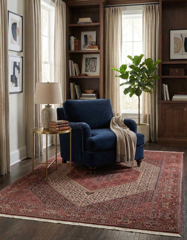 Detail image of 6' 9 x 9' 6 Hand Knotted Bidjar Persian Wool Rug