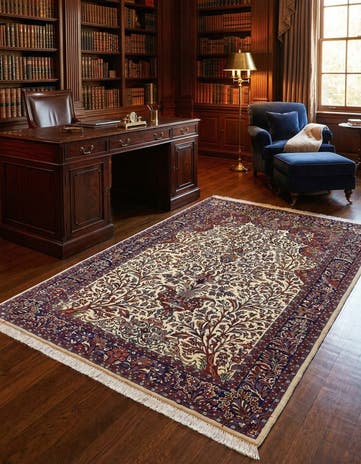 4' 5 x 6' 6 Hand Knotted Qom Persian Rug