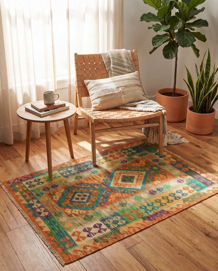 3' 6 x 5' Hand Woven Kilim Maymana Wool Rug