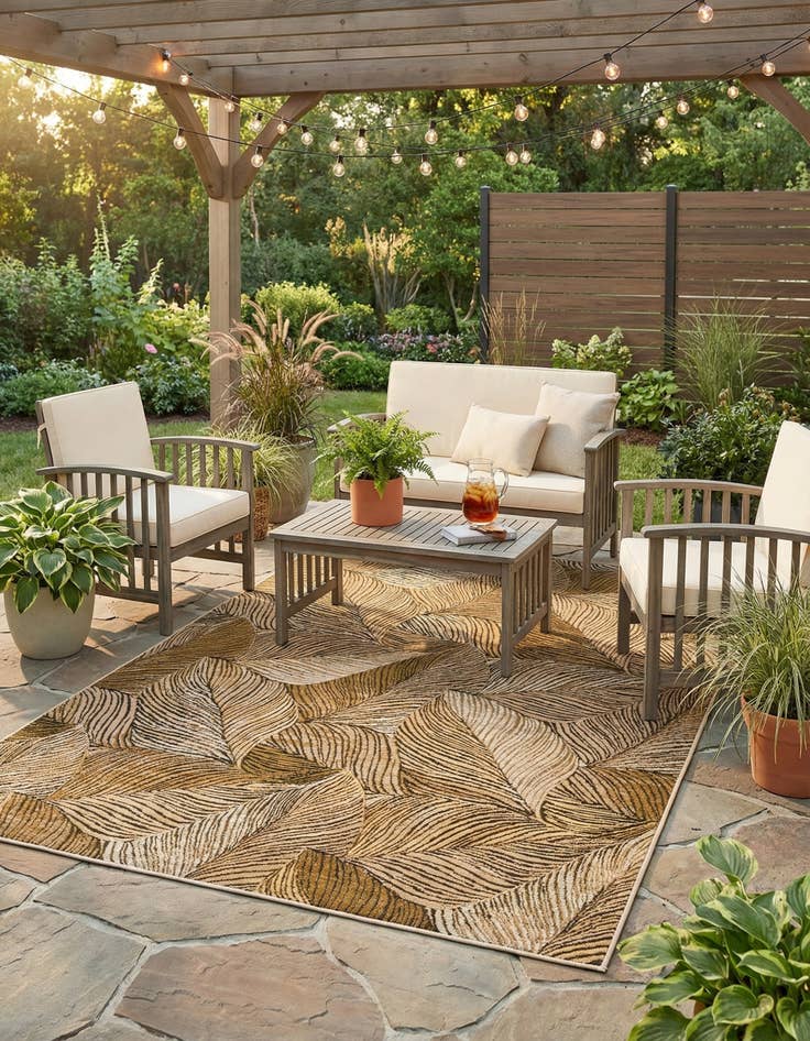 Detail image of 6' x 9'  Washable Botanical Indoor / Outdoor Rug