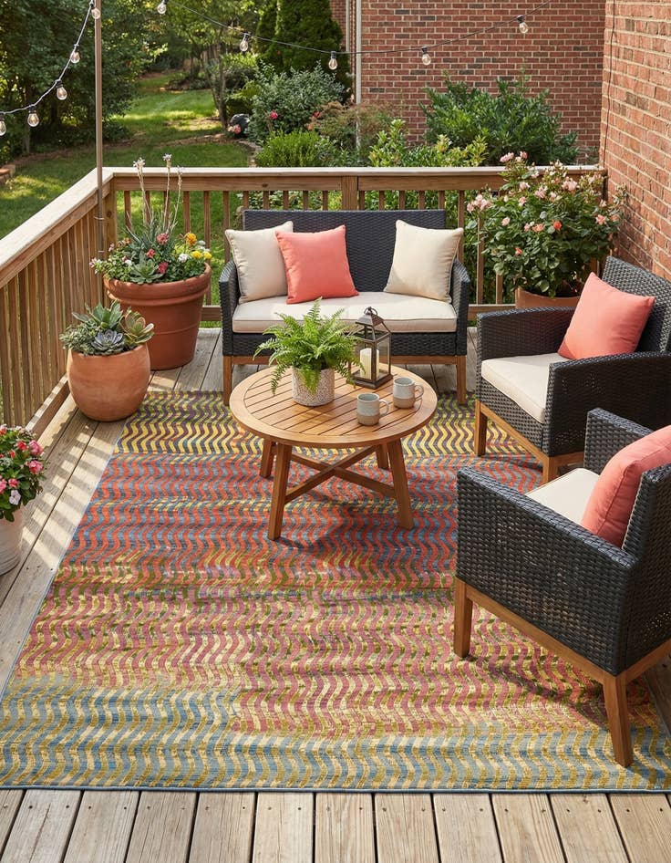 Detail image of 10' x 12' 2  Washable Modern Indoor / Outdoor Rug