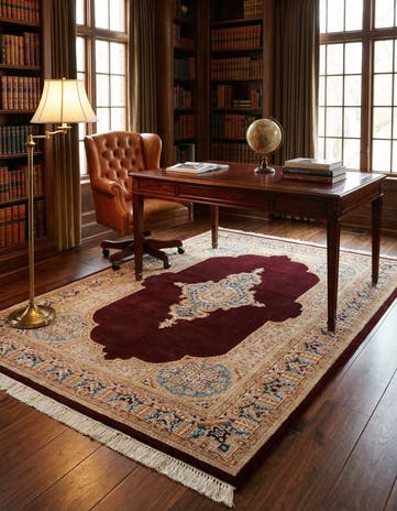 4' 6 x 6' 6 Hand Knotted Kerman Wool Rug