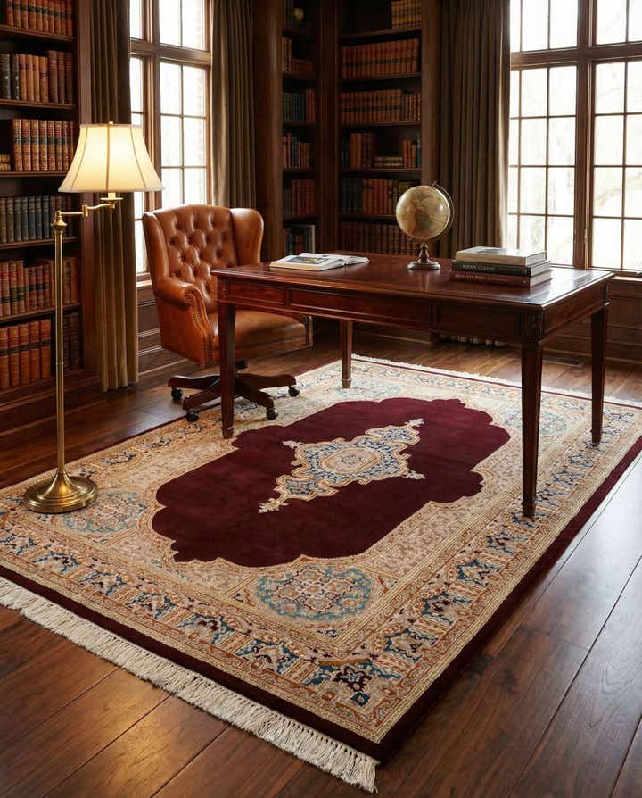 4' 6 x 6' 6 Hand Knotted Kerman Wool Rug