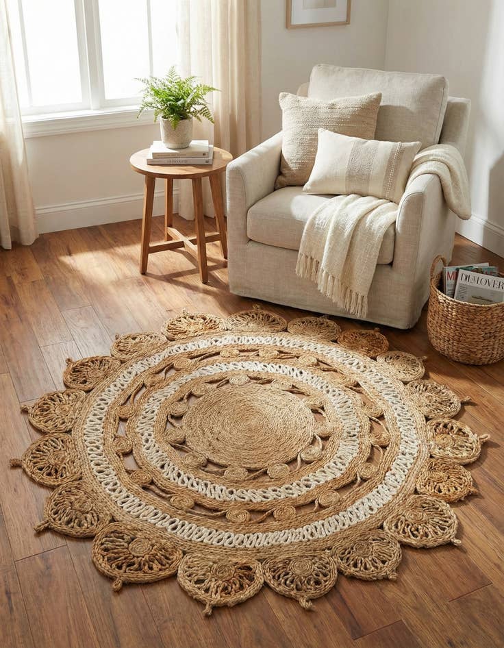 Detail image of 4' 1 x 4' 1  Hand Braided Jute Round Rug