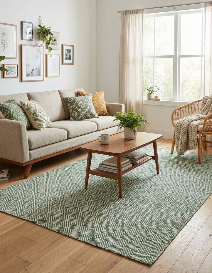5' 1 x 8' Hand Woven Geo Trellis Flatweave Rug
