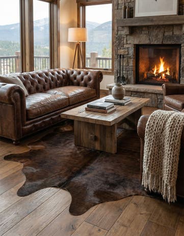 6' 2 x 6' 5 Cowhide Leather Square Rug