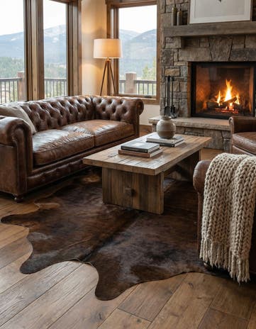 6' 2 x 6' 5 Cowhide Leather Square Rug