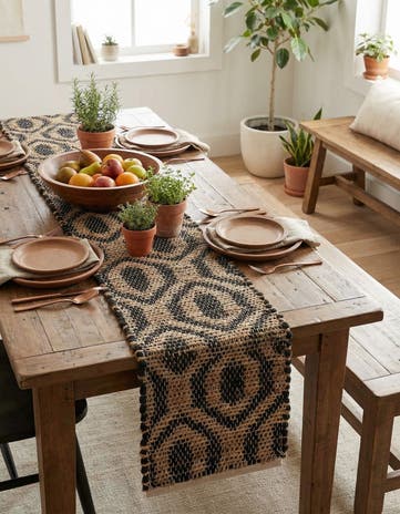 1' 2 x 10' Hand Woven Chindi Jute Table Runner Rug
