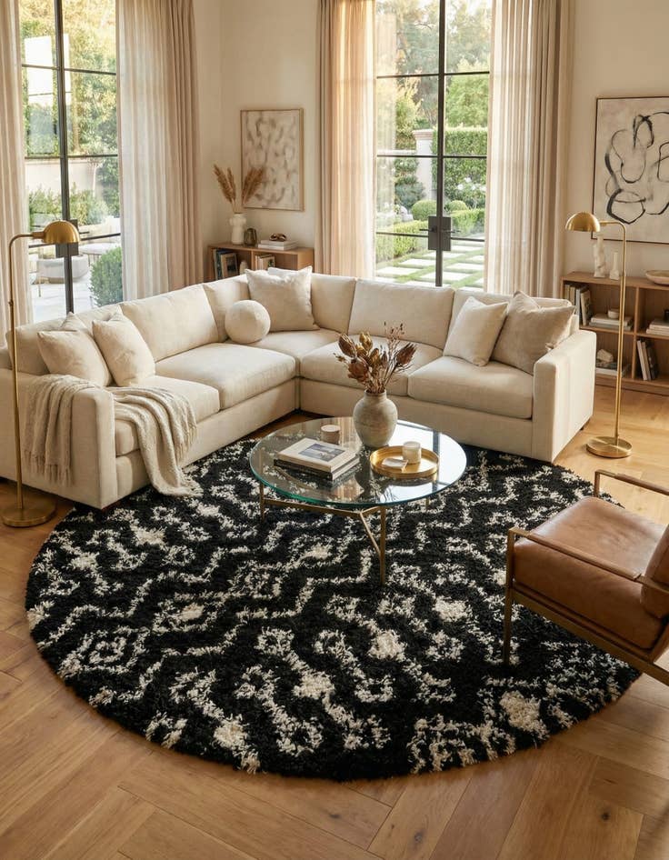 Detail image of  10' x 10' Moroccan Trellis Shag Round Rug