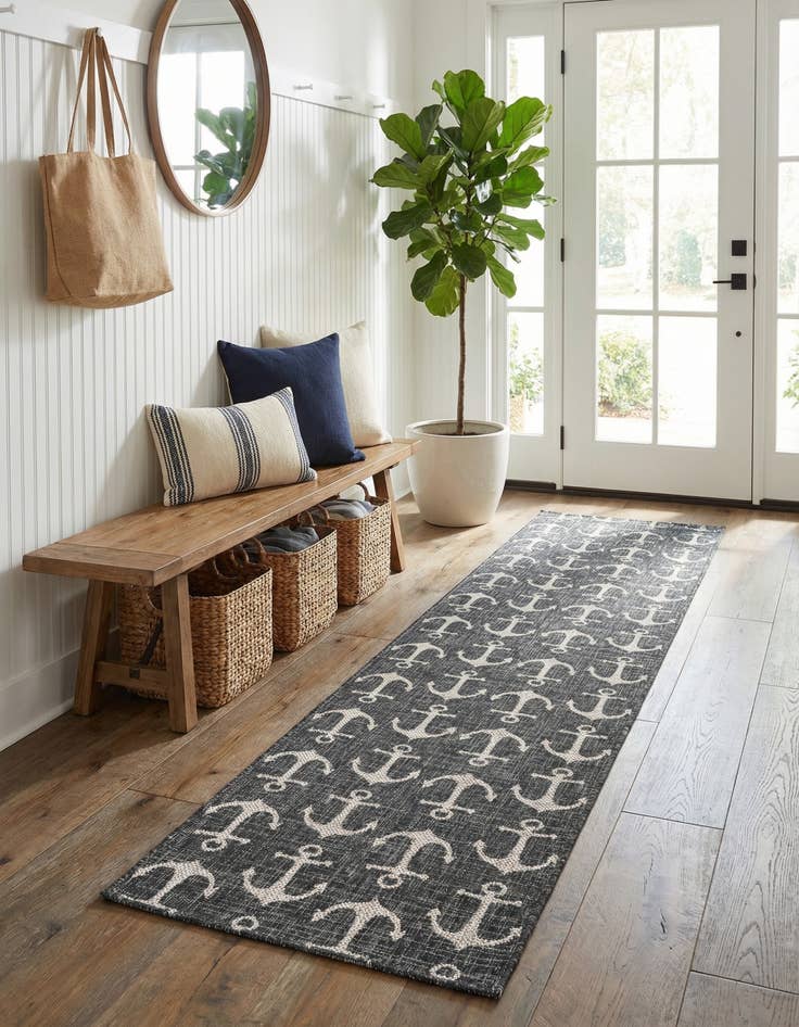 Detail image of 2' 7 x 12'  Washable Coastal Indoor / Outdoor Runner Rug