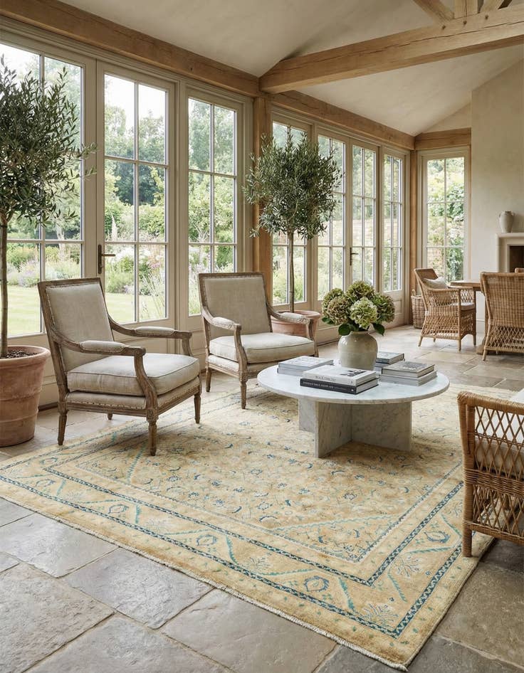 Detail image of 9' 3 x 12' 10  Hand Knotted Farahan Persian Wool Rug