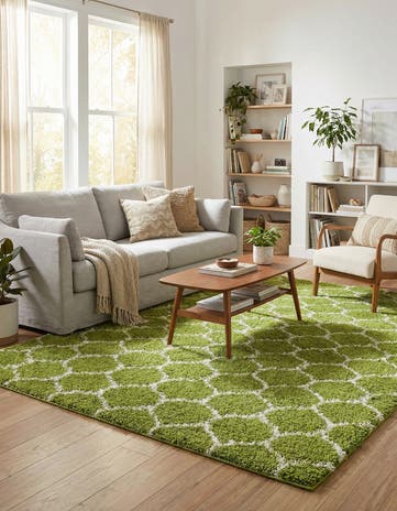 Green Lattice Shag Rug