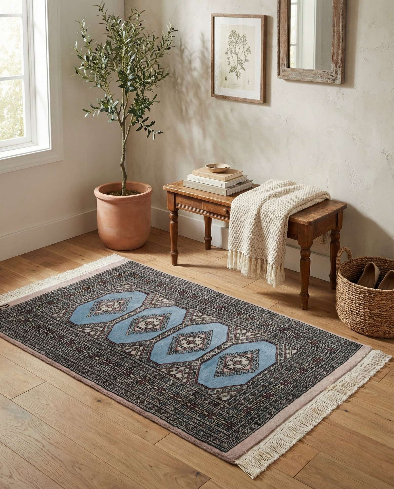 2' 9 x 4' Hand Knotted Bokhara Wool Rug