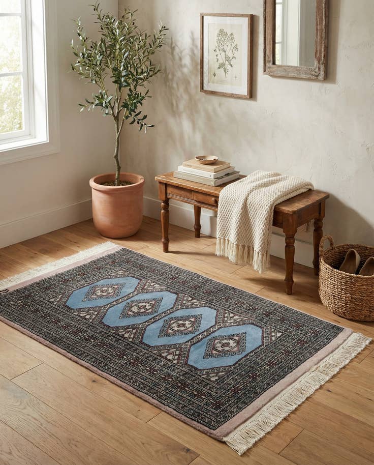 Detail image of 2' 9 x 4' Hand Knotted Bokhara Wool Rug