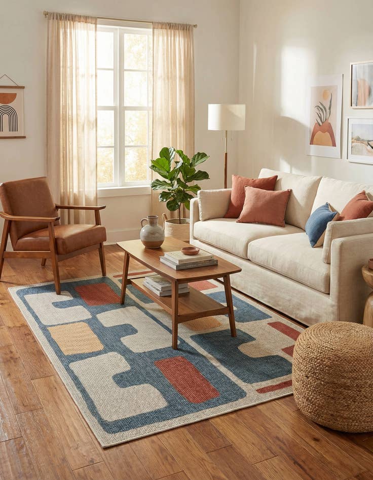 Detail image of 4' 1 x 6' 1  Washable Baja Indoor / Outdoor Rug