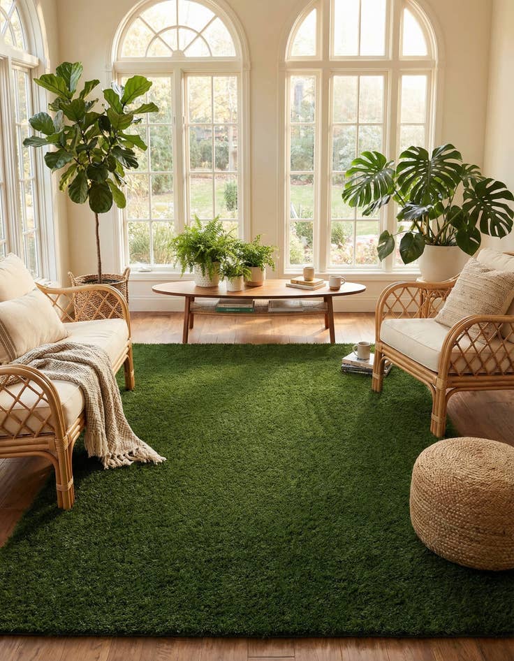 Detail image of 7' 10 x 11' Easy-Clean Grass Indoor / Outdoor Rug