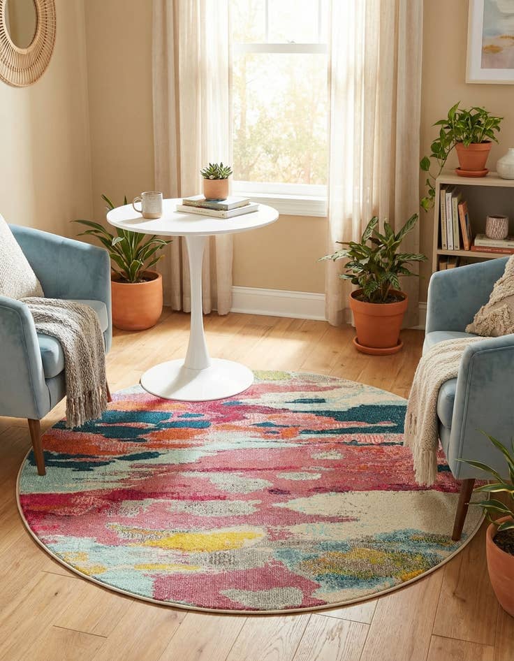 Detail image of 4' x 4'  Washable Casablanca Round Rug