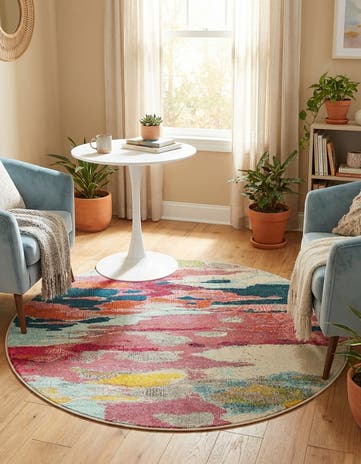 4' x 4' Washable Casablanca Round Rug