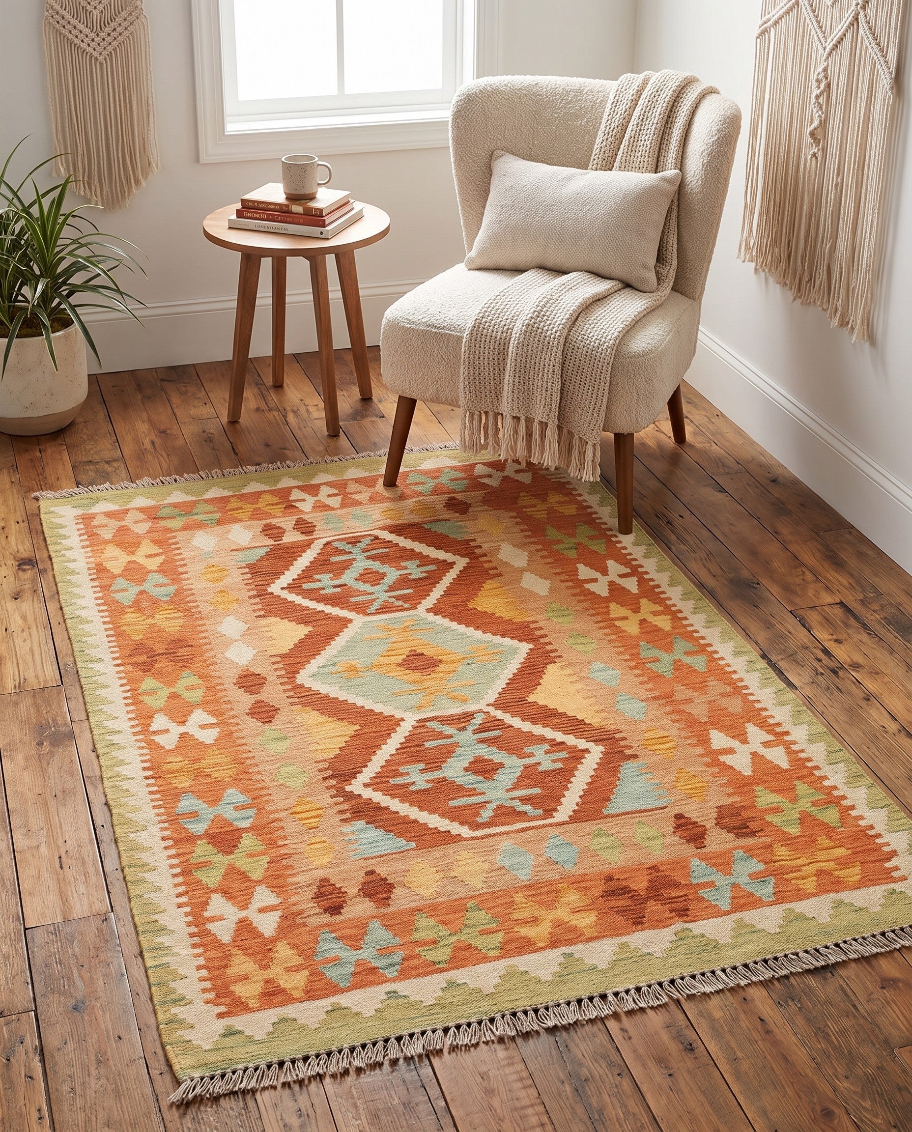 3' 3 x 5' Hand Woven Kilim Waziri Wool Rug